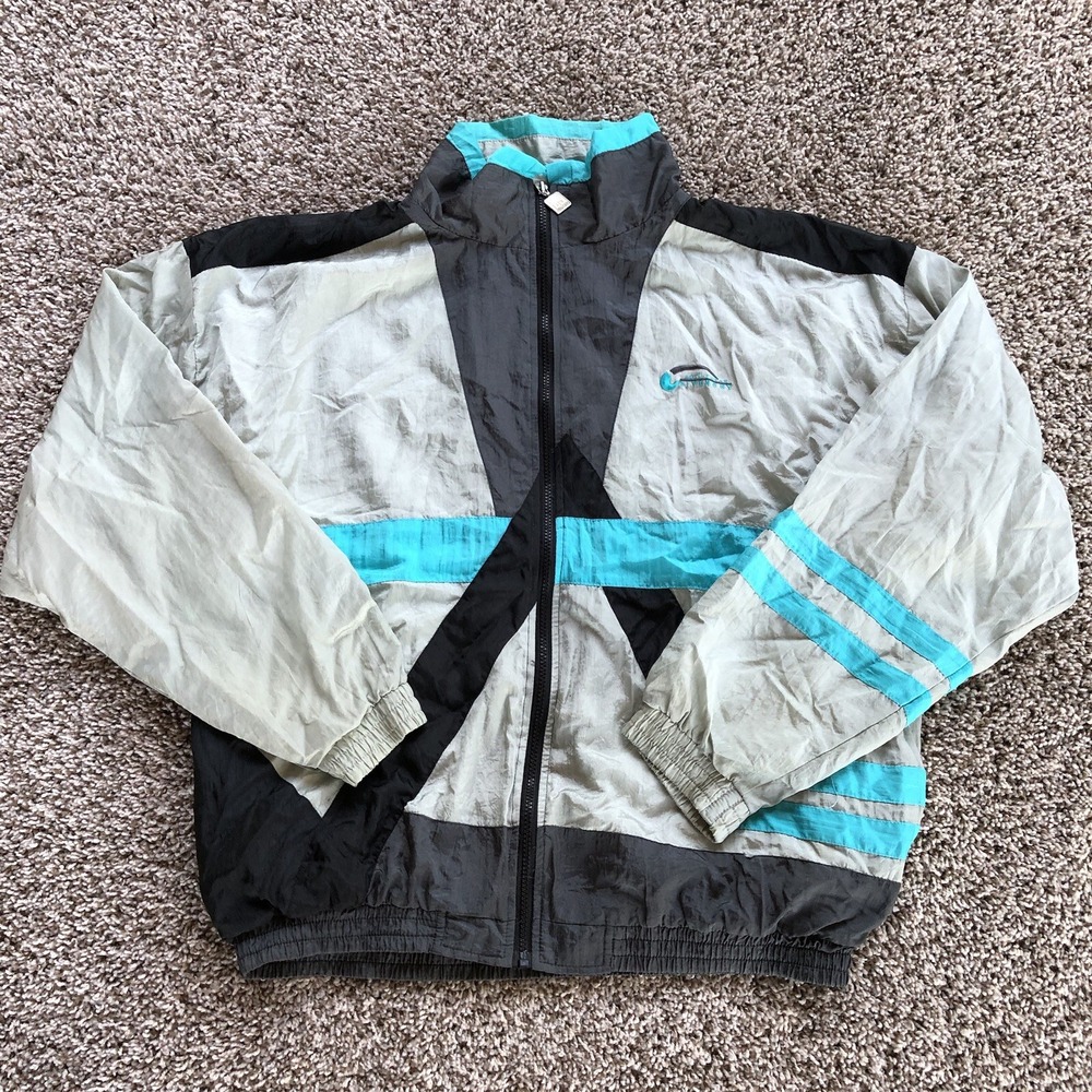 Vintage Givenchy Activewear Full Zip Windbreaker Jacket Size XL Light Blue Nylon